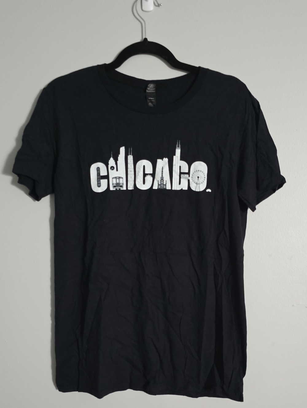 Anvil Black Chicago Skyline Graphic Tee